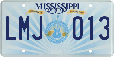 MS license plate LMJ013