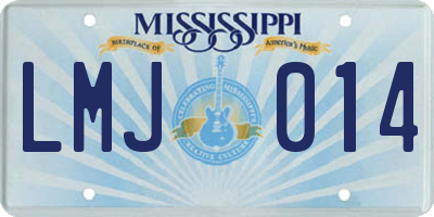 MS license plate LMJ014