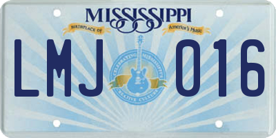 MS license plate LMJ016