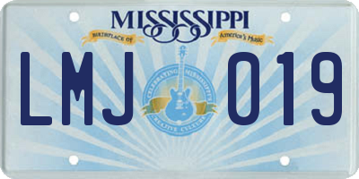 MS license plate LMJ019