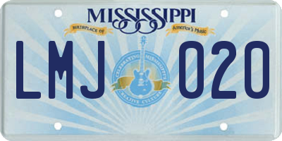 MS license plate LMJ020