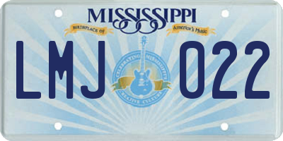 MS license plate LMJ022
