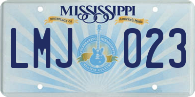 MS license plate LMJ023