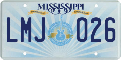 MS license plate LMJ026
