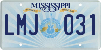 MS license plate LMJ031