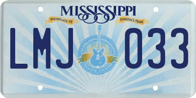 MS license plate LMJ033