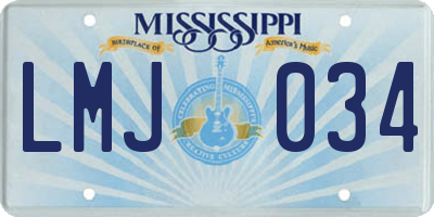 MS license plate LMJ034