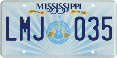 MS license plate LMJ035