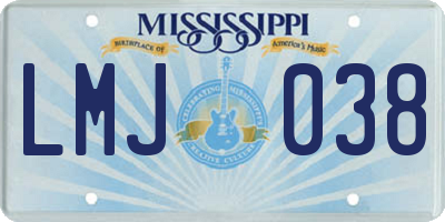 MS license plate LMJ038