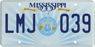 MS license plate LMJ039
