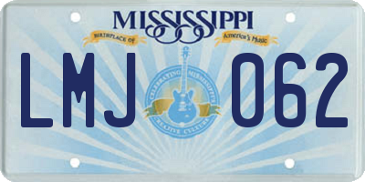 MS license plate LMJ062
