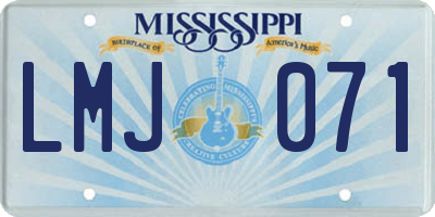 MS license plate LMJ071