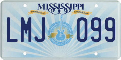 MS license plate LMJ099