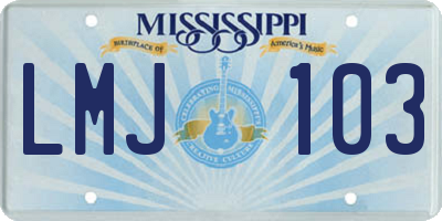 MS license plate LMJ103