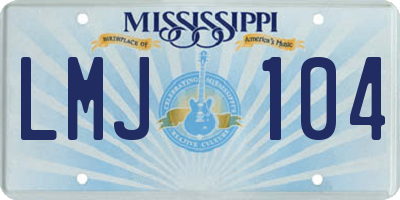 MS license plate LMJ104