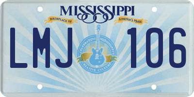 MS license plate LMJ106