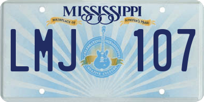 MS license plate LMJ107