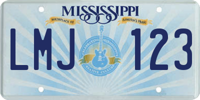 MS license plate LMJ123
