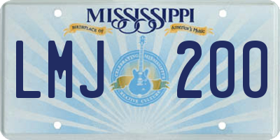 MS license plate LMJ200