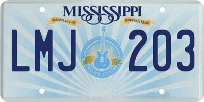 MS license plate LMJ203