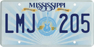 MS license plate LMJ205