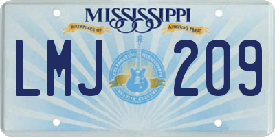 MS license plate LMJ209