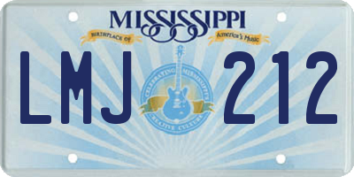 MS license plate LMJ212