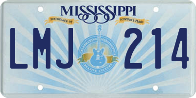 MS license plate LMJ214