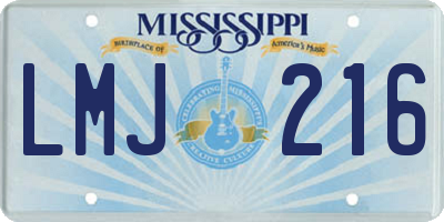 MS license plate LMJ216