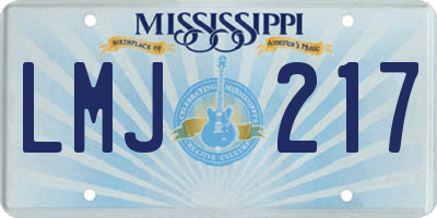 MS license plate LMJ217