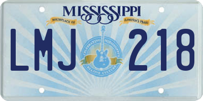 MS license plate LMJ218
