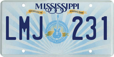 MS license plate LMJ231