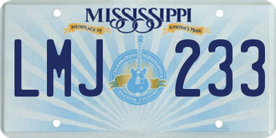 MS license plate LMJ233