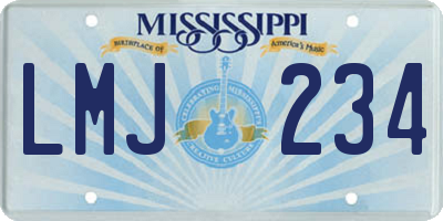 MS license plate LMJ234