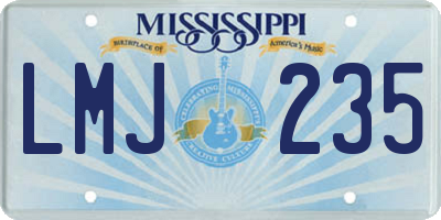 MS license plate LMJ235