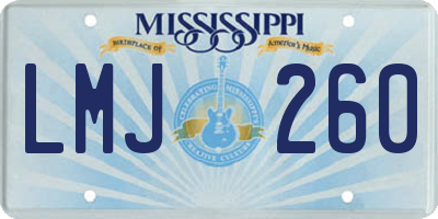 MS license plate LMJ260