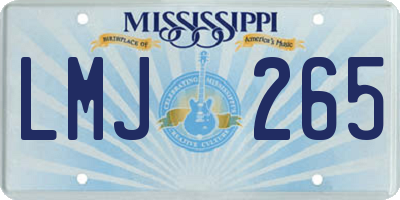 MS license plate LMJ265
