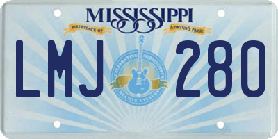 MS license plate LMJ280