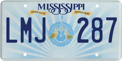 MS license plate LMJ287