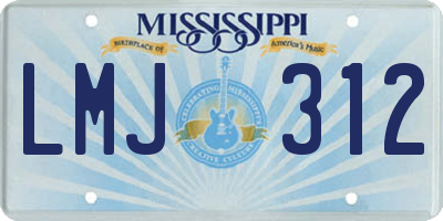 MS license plate LMJ312