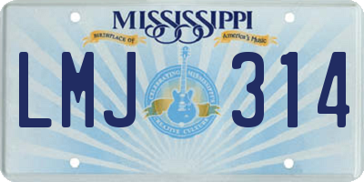 MS license plate LMJ314
