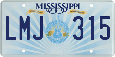MS license plate LMJ315