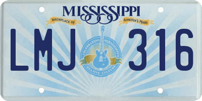 MS license plate LMJ316