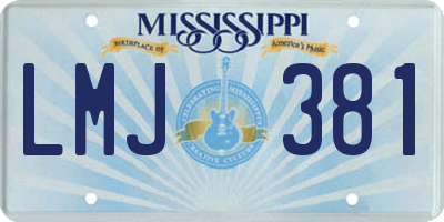 MS license plate LMJ381