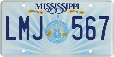 MS license plate LMJ567