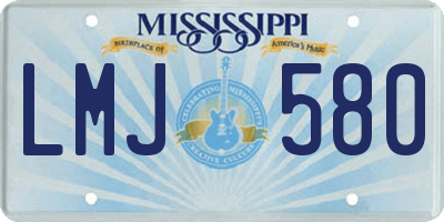 MS license plate LMJ580
