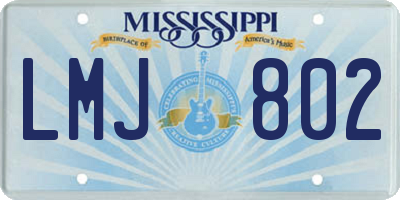 MS license plate LMJ802