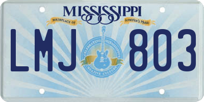 MS license plate LMJ803