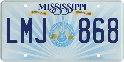 MS license plate LMJ868