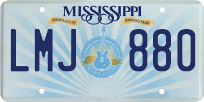 MS license plate LMJ880
